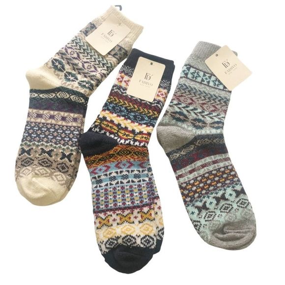 COZY BOOT SOCKS MULTI PATTERN ASSORTED 2 PACK by FADIVO NEW YORK - Picture 1 of 7